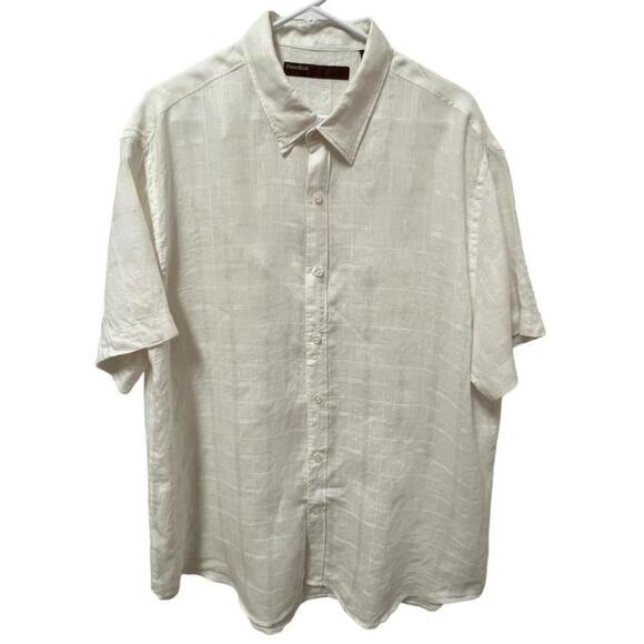 PERRY ELLIS Men’s White Linen Button Down Shirt XXL - Picture 1 of 12